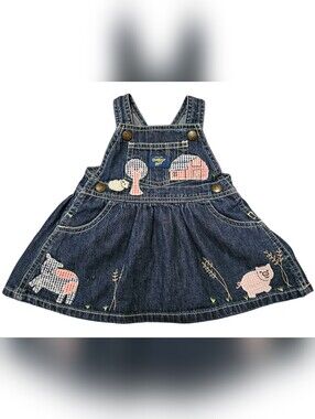 Oshkosh B'Gosh 0-3m Denim Farm Theme Dress Overall
